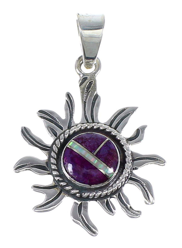 Sun Opal Magenta Turquoise And Sterling Silver Southwest Pendant YX67689